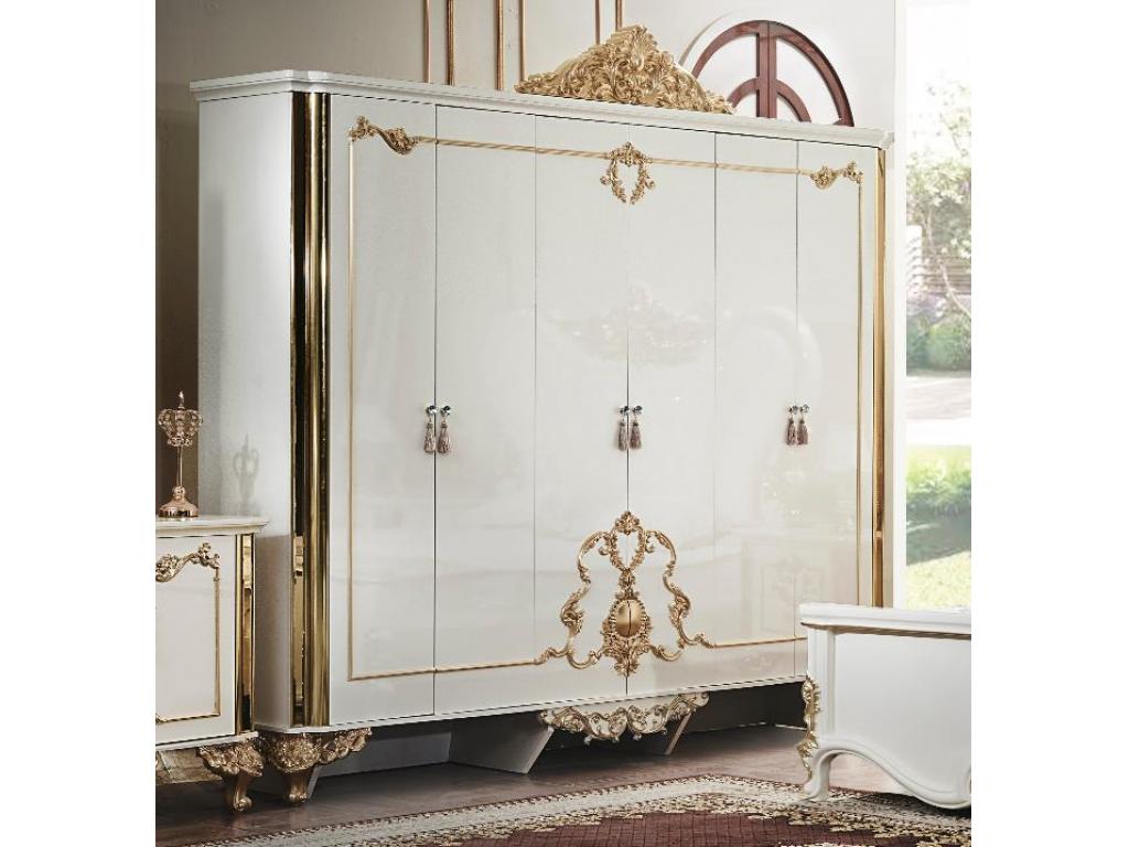 Bed, nightstand, and dresser